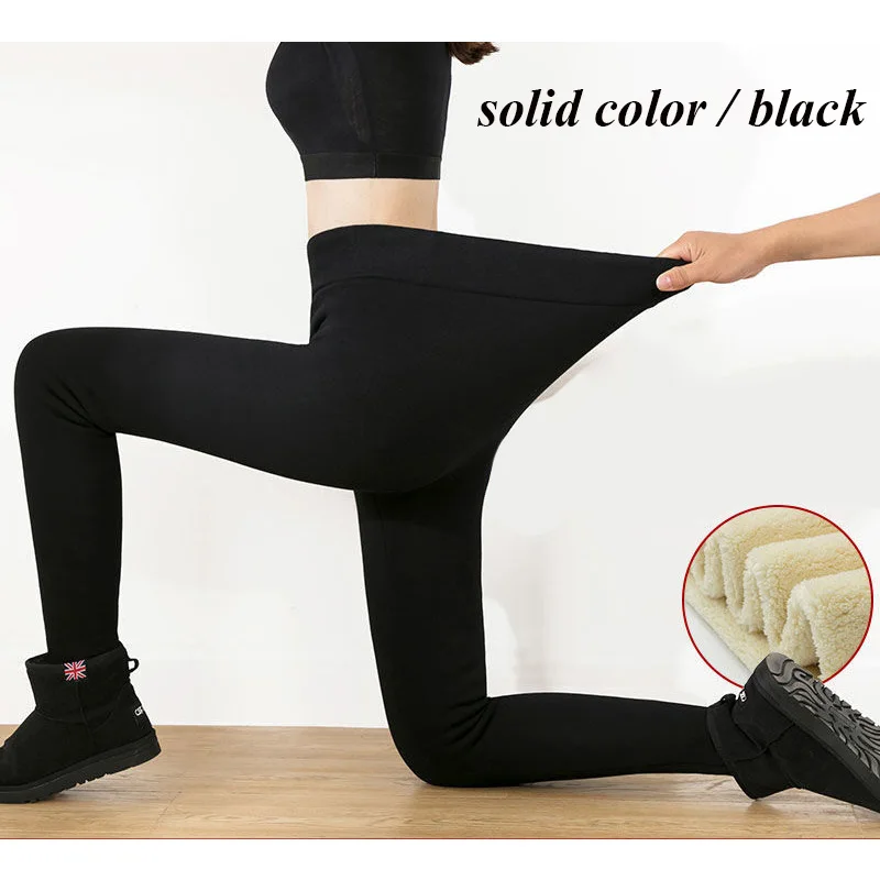2 Черные теплые штаны, зимние обтягивающие плюс толстые бархатные шерстяные флисовые леггинсы, женские брюки, кашемировые брюки из овчины, женские леггинсы - Цвет: 2