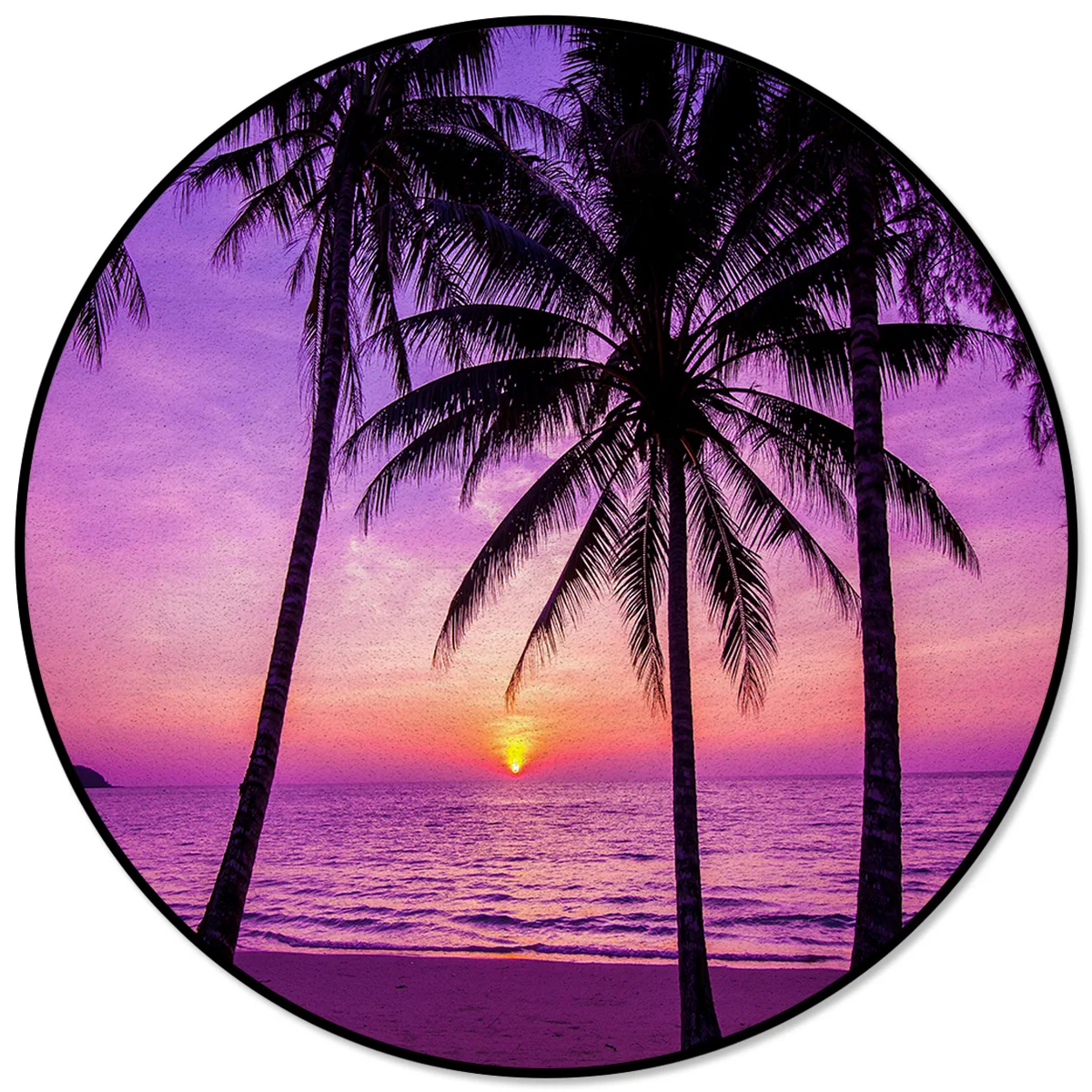 Круглый ковер фиолетового цвета, примыкающий к ночам, темный остров, рай, тихий тропический индивидуальный Банкетный кухонный коврик для взрослых и детей