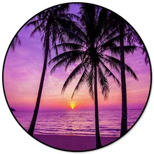 Круглый ковер фиолетового цвета, примыкающий к ночам, темный остров, рай, тихий тропический индивидуальный Банкетный кухонный коврик для взрослых и детей