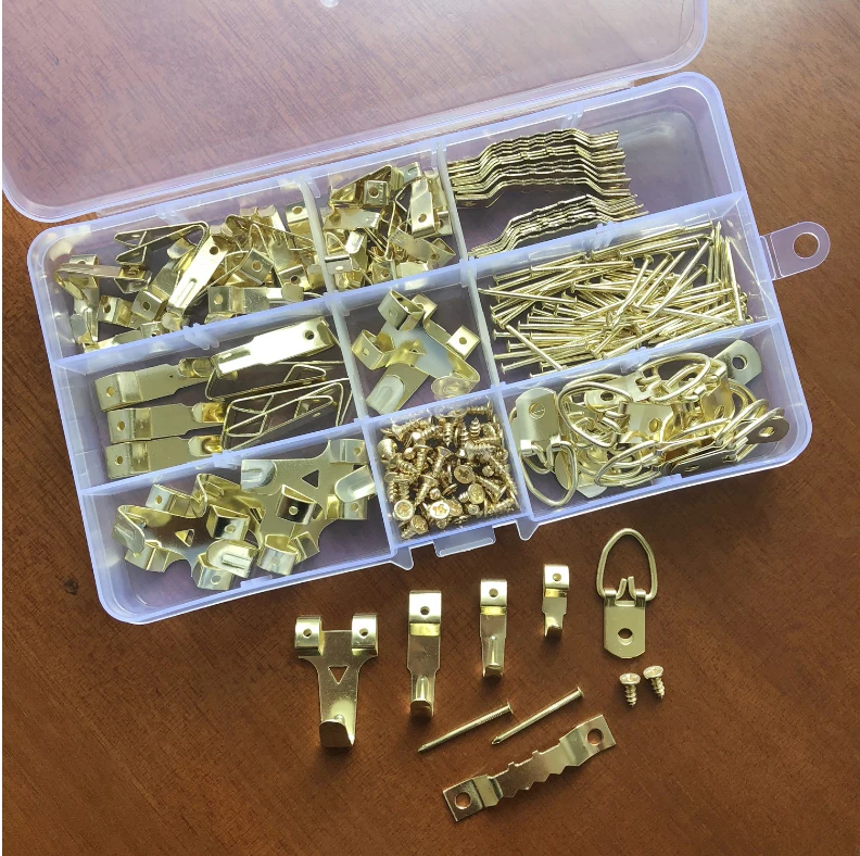 Photo frame hardware hook set, metal hanging picture without hook, multi-function wooden wall picture hook