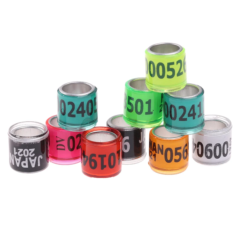 20 pcs multicolor Pigeon Foot Ring With Word Earrings Quality Durable Bird Ring Racing Pigeon Foot Bird Tools