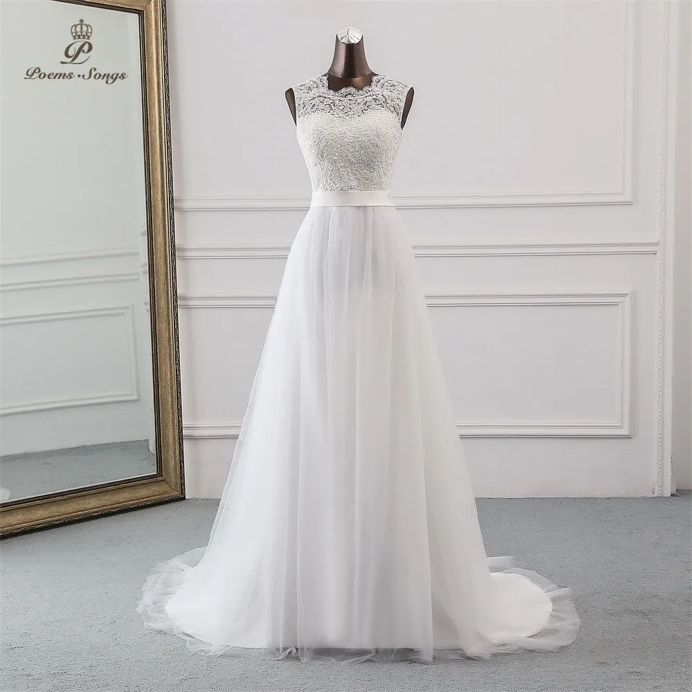 Gedichten liedjes Nieuwe Applique trouwjurk formele robe mariage Vestidos de Novia bridal dress vestido de festa Strand trouwjurken Gedichten liedjes Nieuwe Applique trouwjurk formele robe mariage Vestidos de Novia bridal dress vestido de festa Strand trouwjurken