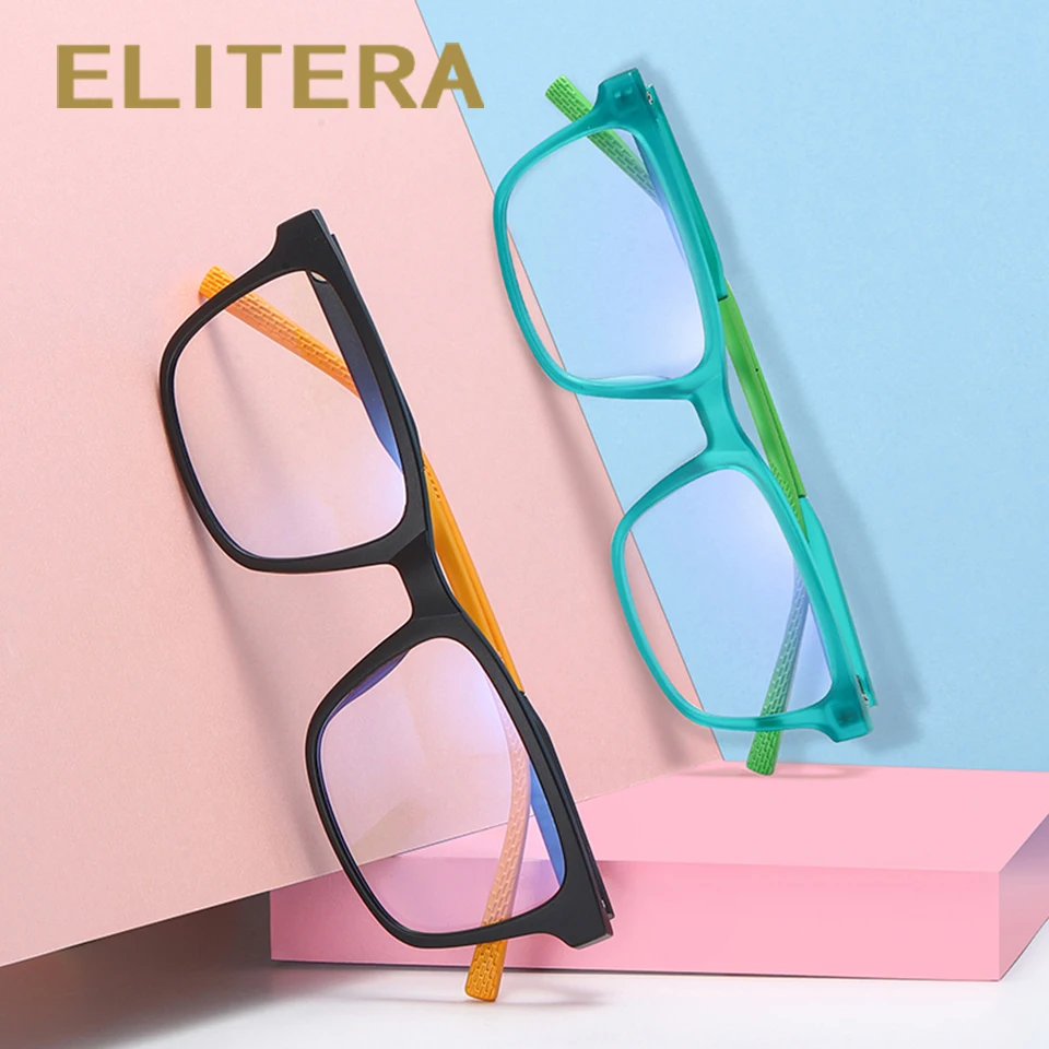 ELITERA очки против голубого излучения для малышей; для детей; для девочек квадратные очки оправа TR90 Компьютер ТВ телефон очки близорукость оптическое зрелище