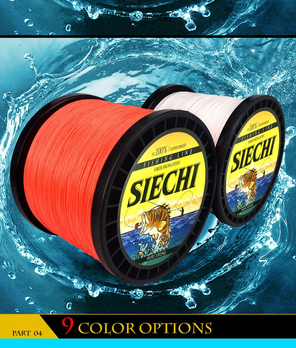 SIECHI 1000 м 20LB-88LB PE мультифиламентная 8 нитей плетеная леска для океанской рыбалки, супер прочная цветная плетеная леска для ловли карпа
