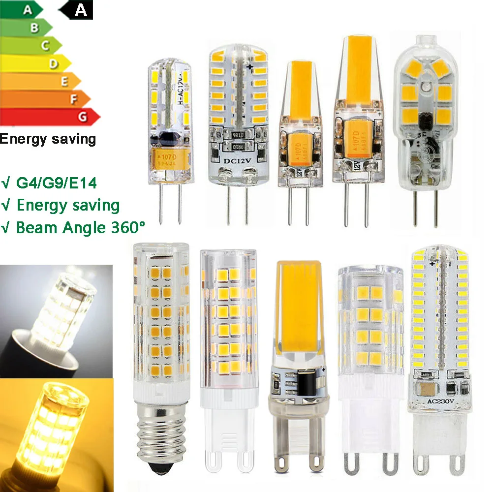 G4 G9 E14 LED Bulb Mini Capsule Lights 2W 3W 5W 7W COB SMD DC12V 220V 240V Dimmable Spotlight High Quality Replace Halogen Lamps | Лампы и