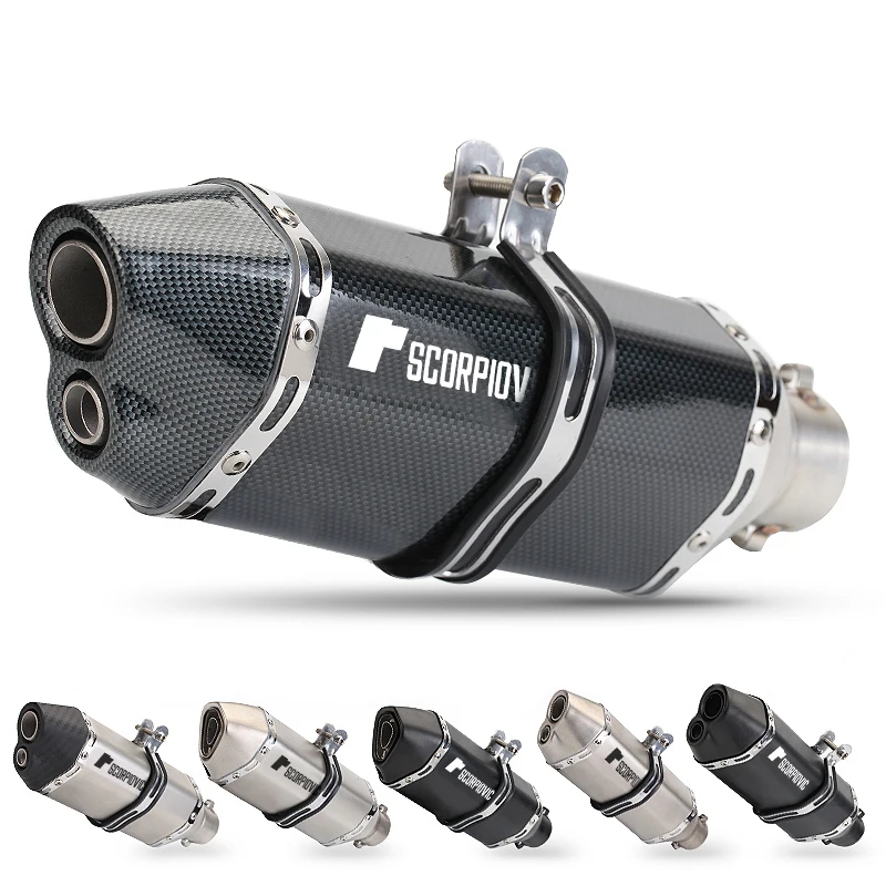 Silenziatore Moto Scarico Marmitta Moto Universale Doppio Foro Lato Destro Sinistro Per Fz1 Fz8 Fz6N R1 R3 R25 Z1000 Z750