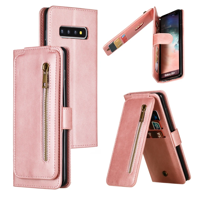 Модный чехол-бумажник из искусственной кожи на магните на молнии для samsung Galaxy S10 S9 S8 Plus S7edge, чехол с несколькими отделениями для карт и ремешком