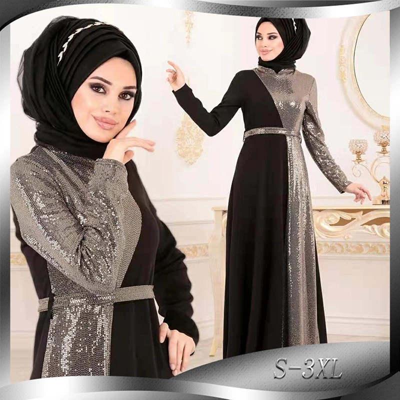 Ramadan Eid Mubarak Sequin Abaya Dubai Turkey Hijab Muslim Dress Abayas  Turkish Dresses For Women Kaftan Islamic Clothing Caftan|Islamic Clothing|  - AliExpress