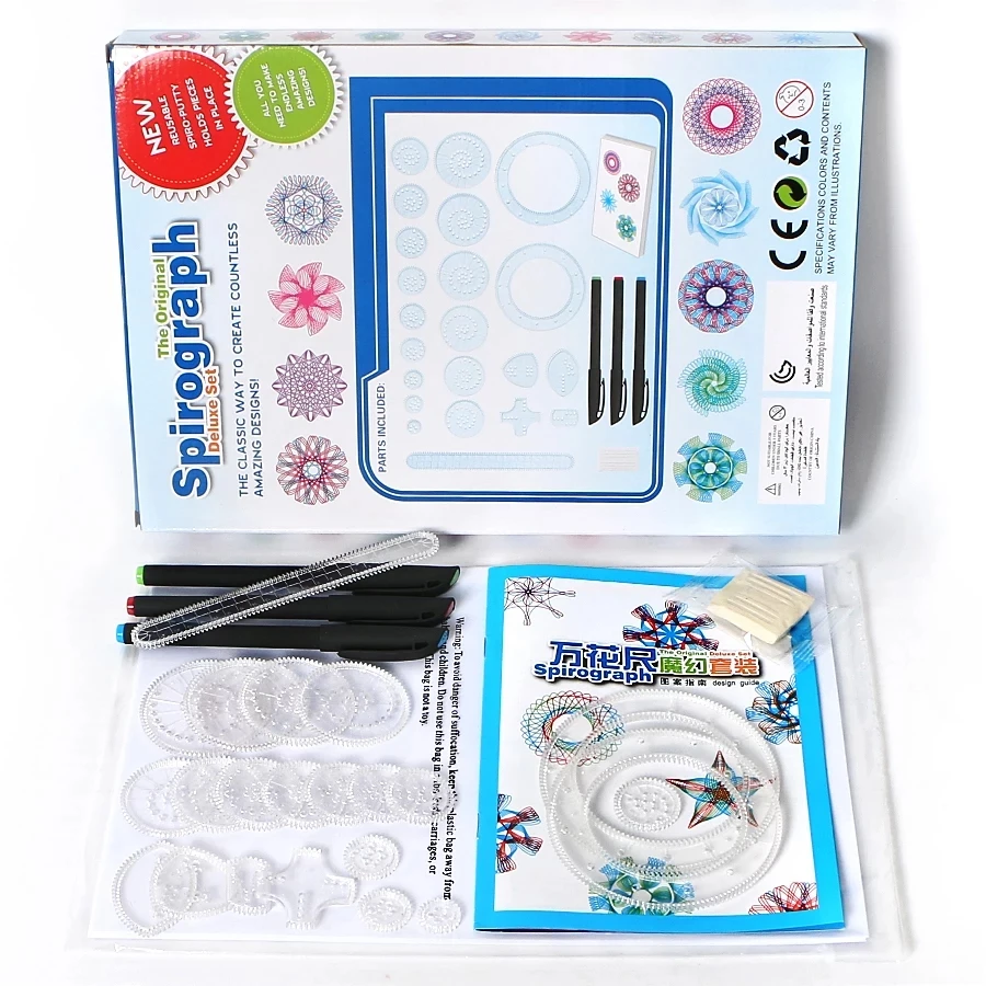 Набор игрушек для рисования Spirograph с 3 ручками + 22 аксессуарами спиральные