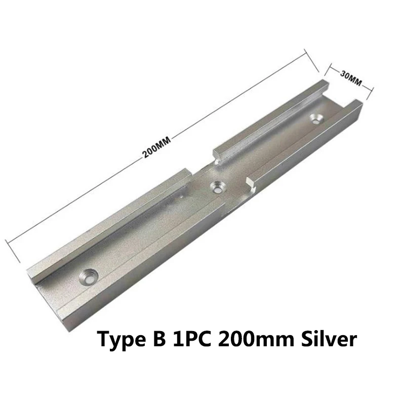 Деревообрабатывающий желоб с Т-образным слотом, поперечный соединитель, НАПРАВЛЯЮЩАЯ, электрическая циркулярная пила, откидной стол, пила, стол, дорожка, запчасти, инструменты - Цвет: 200mm Silver