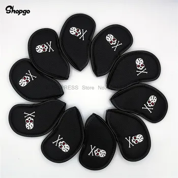 

[2 Colors]Skull Golf Headcover Golf Irons Cover PU Iron Complete Set Covers Number 3-9PAS 10Pcs/Lot Mascot Novelty Gift