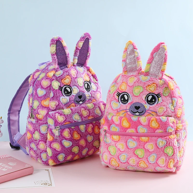 

New Rabbit Fur Backpack For Women Winter Cartoon Plush Backpack For Girls Travel Backpacks Female Plush Schoolbag