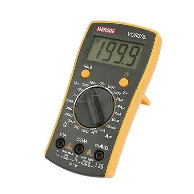 

Yellow Black AC DC Voltage Ohm Testing Digital Multimeter w 2 Test Leads