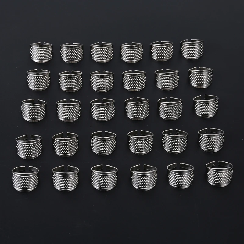 

30pcs Sewing Thimbles Finger Protector Adjustable Size Ring Shield Hand Quilting E8BD