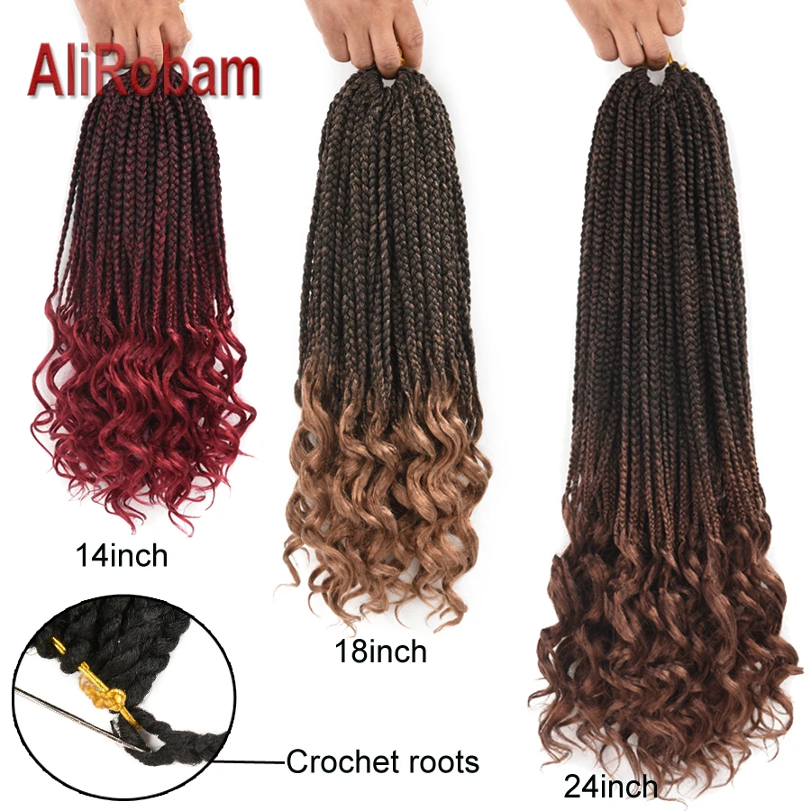AliRobam 1" свободные концевые косички высокотемпературное волокно синтетические крохет сплетенные волосы для наращивания для черных женщин 22 пряди/упаковка