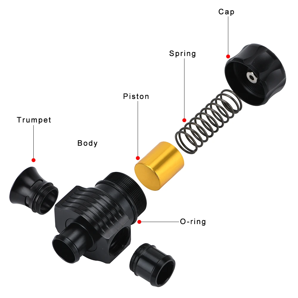 - Turbo Diverter Dump Blow Off Valve Dual Port with Adapter and horn outside For VW MK4 Golf Polo GTI 1.8T Saab Turbo