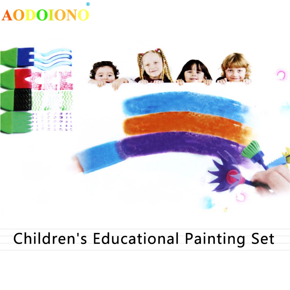 29 PCS Children Kids Painting Sponge Brush Creative Graffiti Puzzle Early Childhood Education Toys DIY Painting Drawing Set