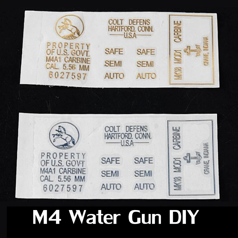 

Tactical M4 M4a1 Metal Sticker Water Bullet Gun Sticker Gel Ball Blaster Airsoft Paintball Accessories Waterproof DIY Sticker