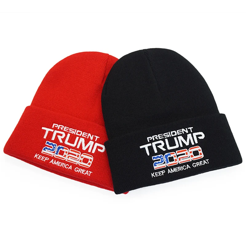 KUNBKANG Новинка Trump, шапка бини для мужчин, зимние шапки для женщин, красные шапки с надписью KEEP AMERICA GREAT Embroidery, флаг США, шапочки, кепка Трампа