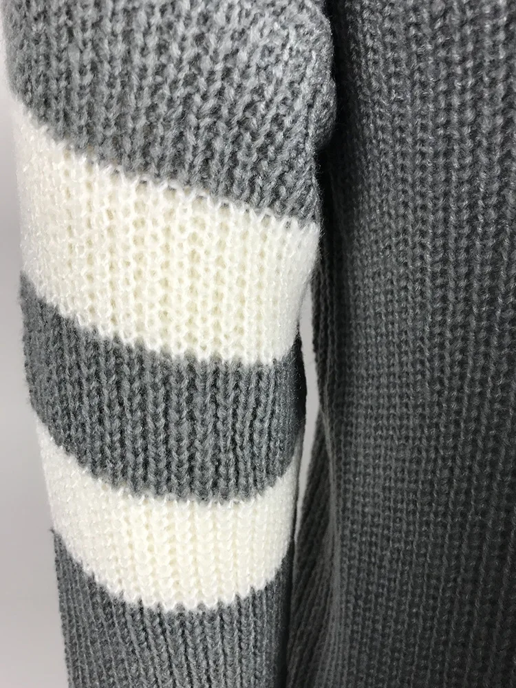 Fall/winter new ladies sweater stripe color matching cardigan long fashion simple elegant atmosphere sweater women Striped