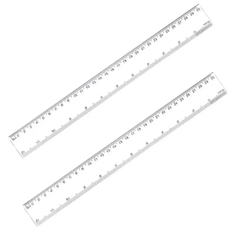 

2 Pieces 12 Inches Clear Plastic Ruler Straight Ruler 30cm Plastic Measuring Tool for Student School Office