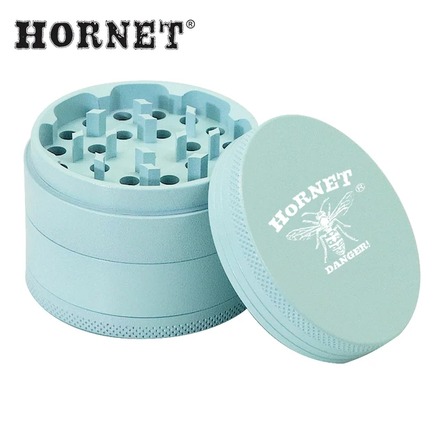 HORNET Aluminum 63MM 4 Layers Tobacco Herb Grinder Metal Non-Stick Smoking Herb Spices Grinder Crusher Smoke Accessories sky blue