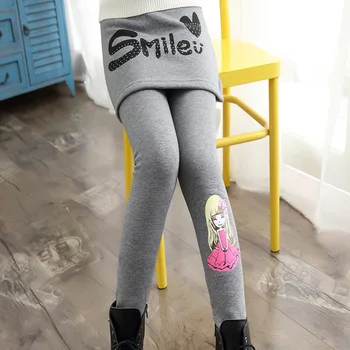 

Leggings for Girls Winter Pants Kids Pants Girls Autumn Leggings Fleece Warm 1PCS Culotte Children Printing Divided Skirt ZL206