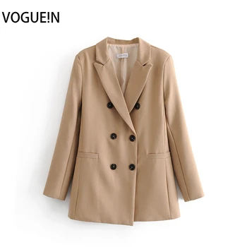 

VOGUEIN New Womens Elegant OL Double-breasted Khaki Long Sleeve Blazer Suit Outwear Wholesale