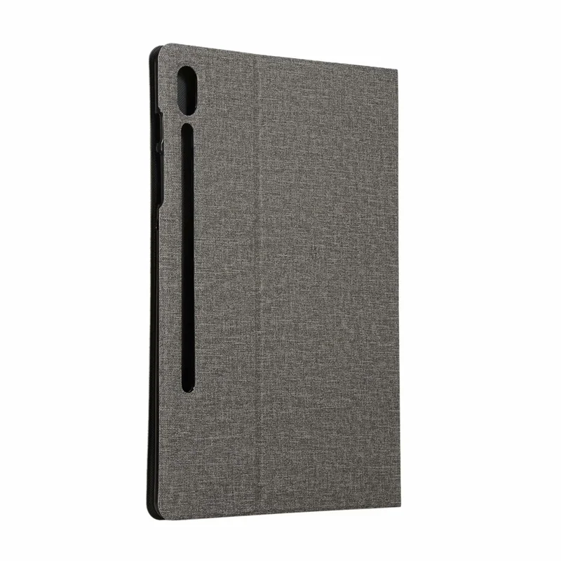 Серый Для samsung Galaxy Tab S6 T860 T865 10,5 дюймов Чехол из льняной искусственной кожи Стенд планшет ТПУ чехол для samsung SM-T860 Coque+ пленка+ ручка - Цвет: Серый