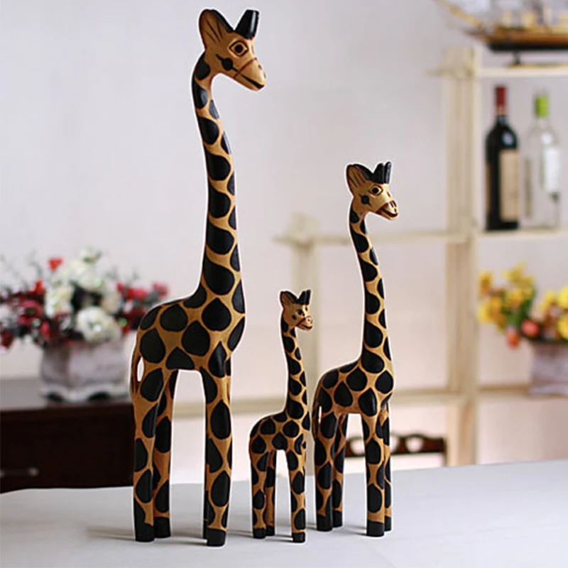 Bereid Neem een ​​bad Kaal 3 Stks/set Houten Ambachten Beeldjes Voor Thuis Decoratie Accessoires  Handgemaakte Artikelen Giraffe Inrichting Decor Ornament|Beelden &  Sculpturen| - AliExpress