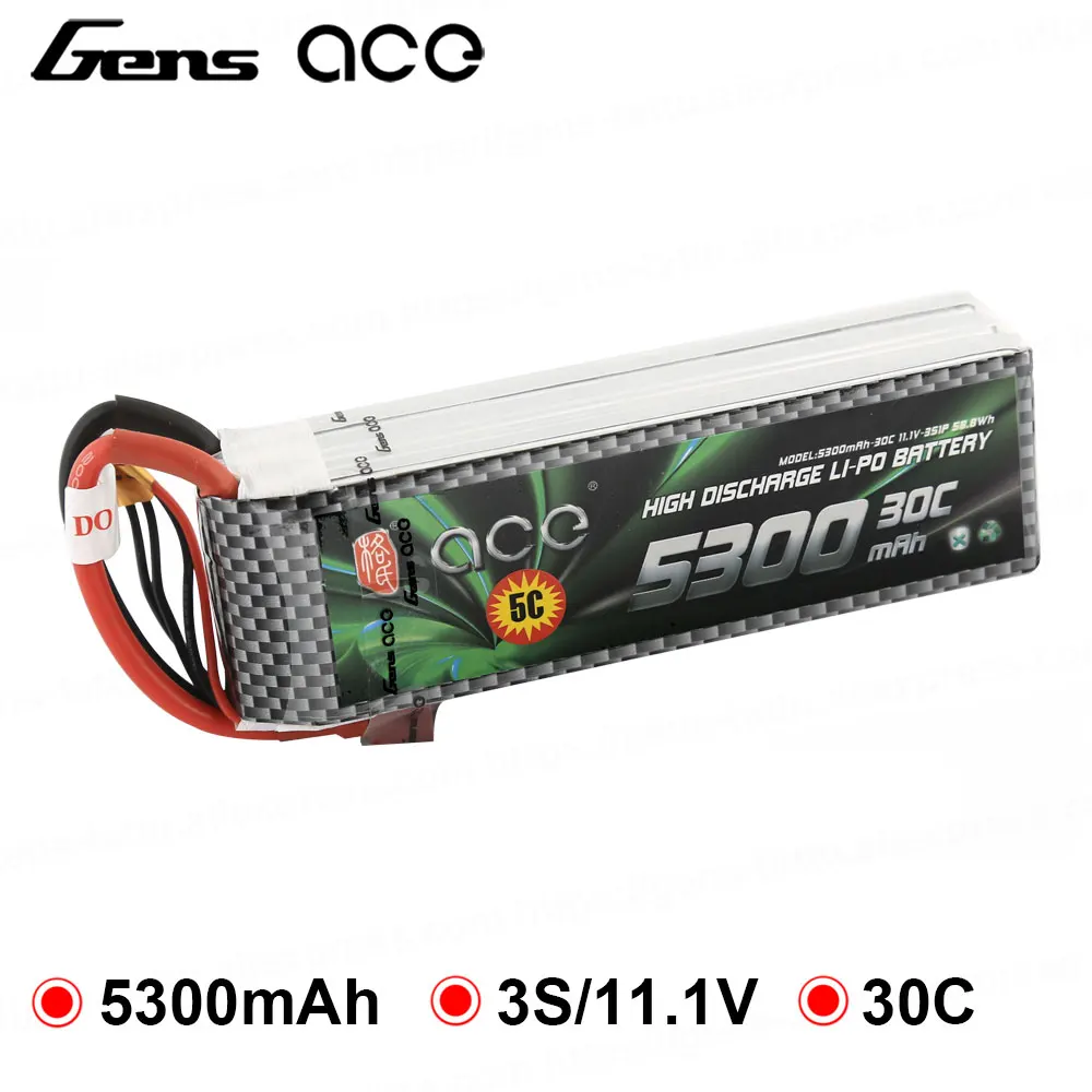 Gens ace 3S 11.1V 5300mAh 30C Lipo Gens ace 3S 11.1V 5300mAh 30C Lipo