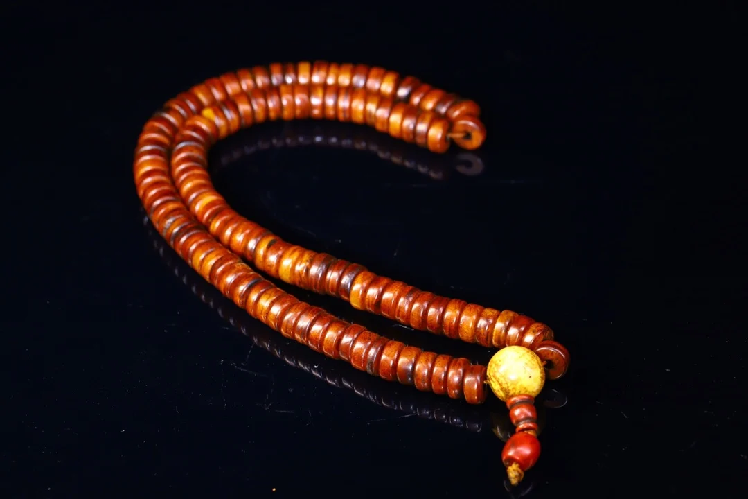 15"Tibetan Temple Collection Old Gabala Hand-carved 108 Buddha Beads Necklace Amulet Pendant Town House Gabala Buddha Ball 2
