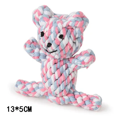 1PC Color random Игрушки для собак, устойчивые к укусам, ручная вязка, все виды милых животных, форма жевательных зубов, очистка, хлопковая веревка, ручка, узел, товары для домашних животных - Цвет: 1PC Color random