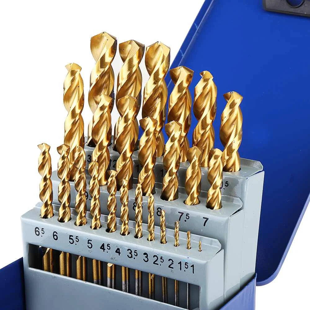25Pcs Titanium Coated M42 Twist Drill Bit High Cobalt HSS Set Industrial Grade 1-13mm for Metal Woodworking Tool | Инструменты
