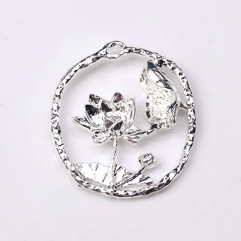 10pcs 30*32mm Metal Alloy Gold/silver Color Lotus Flowers Pendant