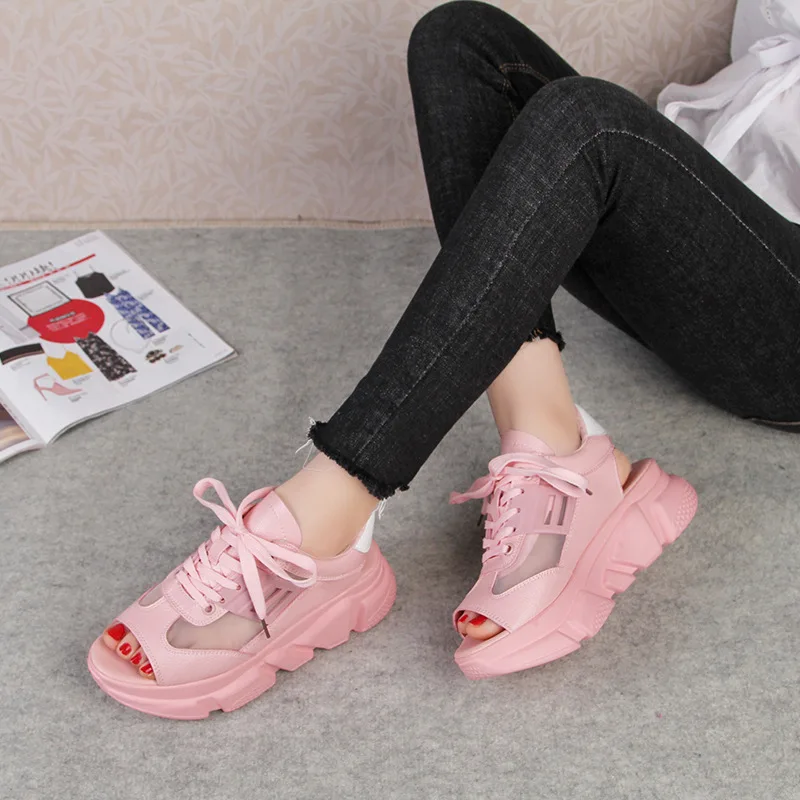 verano nuevas sandalias Рохас де красный de moda sandalias de Бока-де-малайско suave con muffin y sandalias gruesas para mujer
