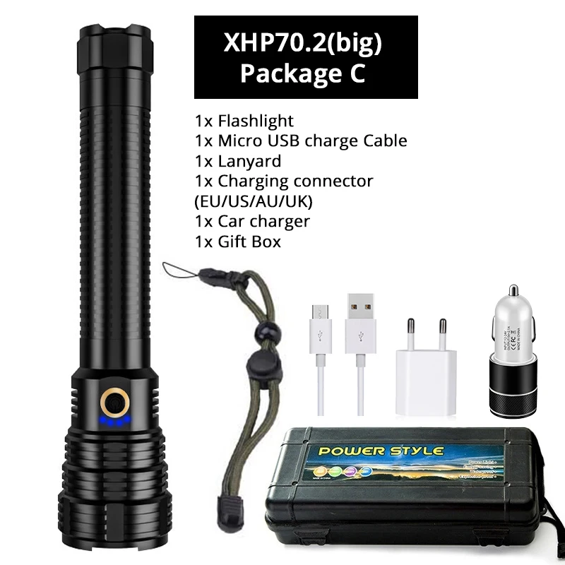 XHP70.2 светодиодный светильник-вспышка с дисплеем питания тактический фонарь 5 светильник ing Режим Водонепроницаемый масштабируемый походный охотничий светильник Открытый светильник ing - Испускаемый цвет: S-233-Big-C