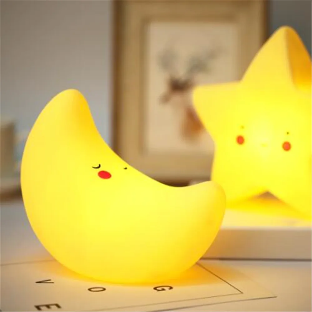 Симпатичный ночник смайлик облака звезды Луна Успокаивающая светящисветильник