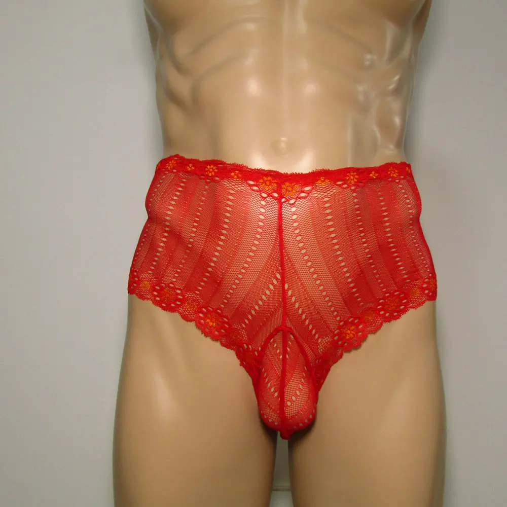 Candy Cherries Sissy Panties Sexy Mens Underwear Transparent Gay Thong Red Pouch High Waist G-String Erotic Briefs Jockstrap briefs underwear