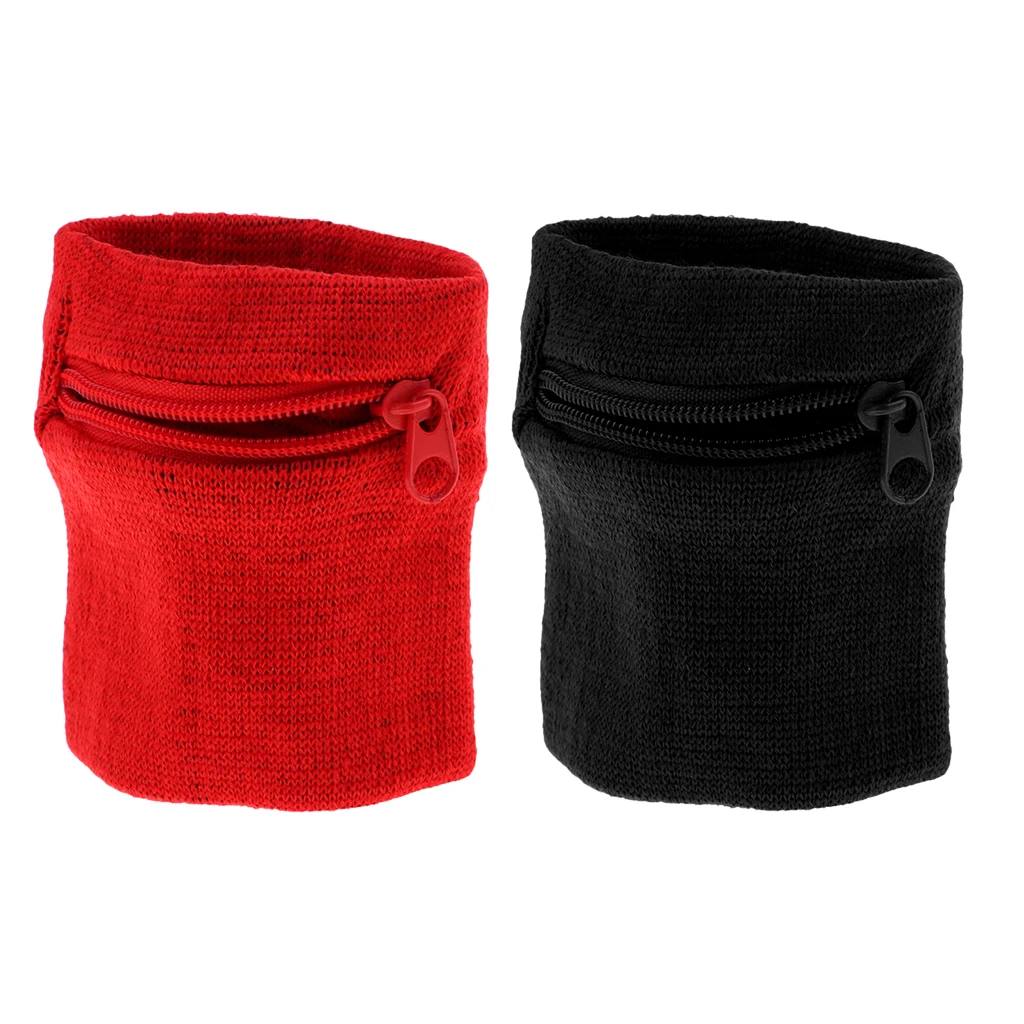 2X Sports Sweat Band Wrist Wallet  Coin Zip Bag Fitness Jogging Pouch