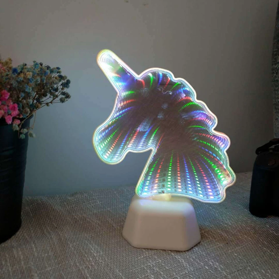 XYXP ночник туннельные лампы Бесконечность зеркальные огни Светодиодный ночник милый 3D Сердце креативная Новинка кактус Единорог для дома светодиодный