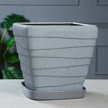 

Flowerpot "Square wave", silk, gray, 10 L
