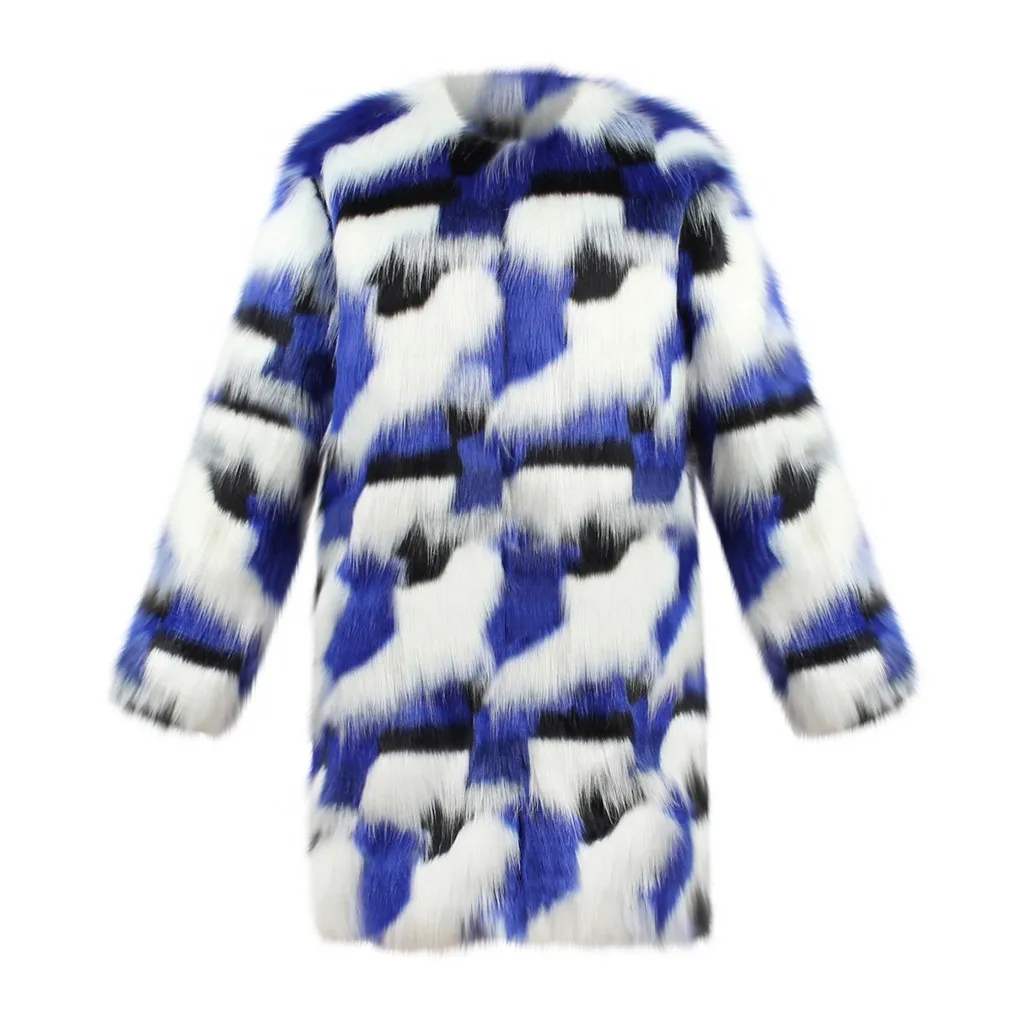 Уникальные Роскошные модные женские пальто Зимние Autume теплые однотонные синие искусственный меховой Длинный жилет пальто верхняя одежда длинная теплая куртка veste femme