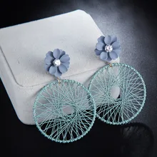 Creatieve etnische stijl opengewerkte metalen bloemen lange oorbellen dames sieraden bohemian droom netten handgemaakte sieraden persoonlijkheid(China)