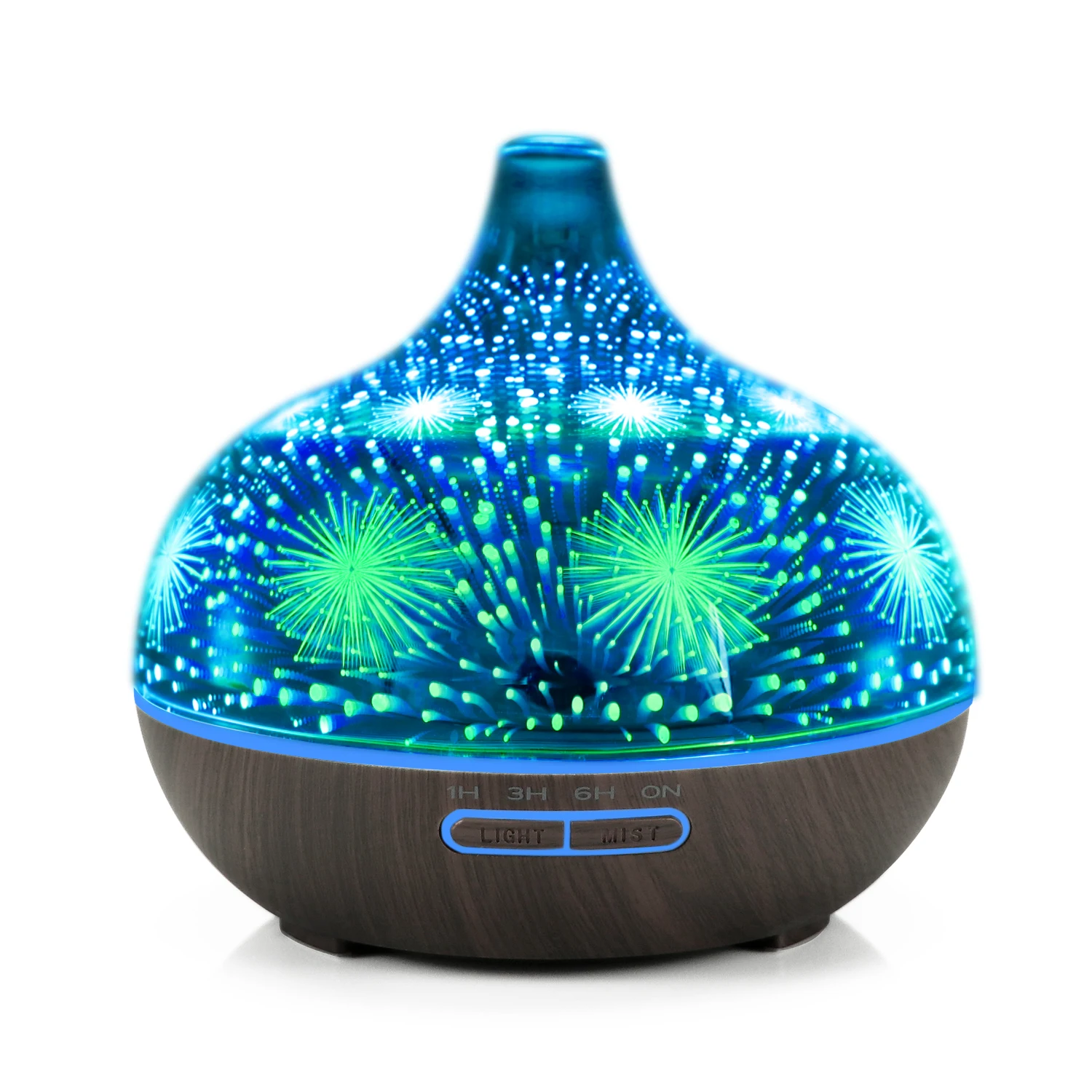 00ml Ultrasonic Humidifier With Remote Control 3D Electric Aromatherapy Essential Oil Air Diffuser Glass Diffusers For Rooms - Цвет: Fireworks-C