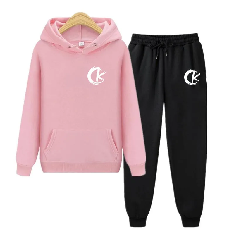 Женский костюм с капюшоном и брюками повседневная спортивная одежда из 2