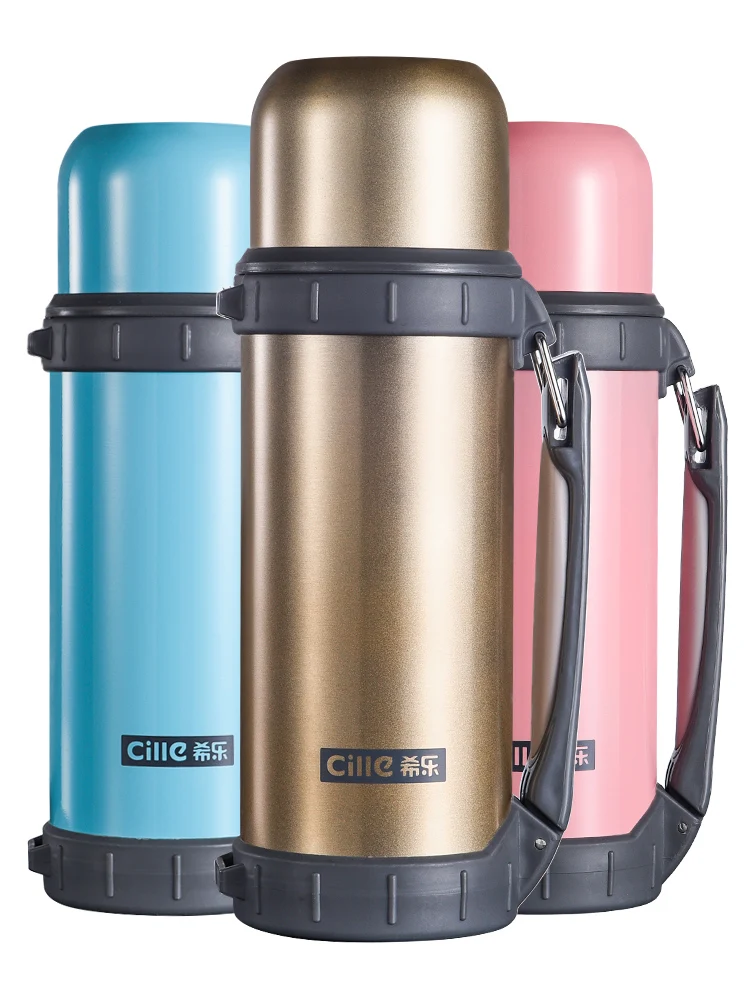 Large Thermos Vacuum Flask Outdoor Portable Capacity Insulated Cup Stainless Steel Rope Botellas Para Agua Thermo Bottle EE5BW
