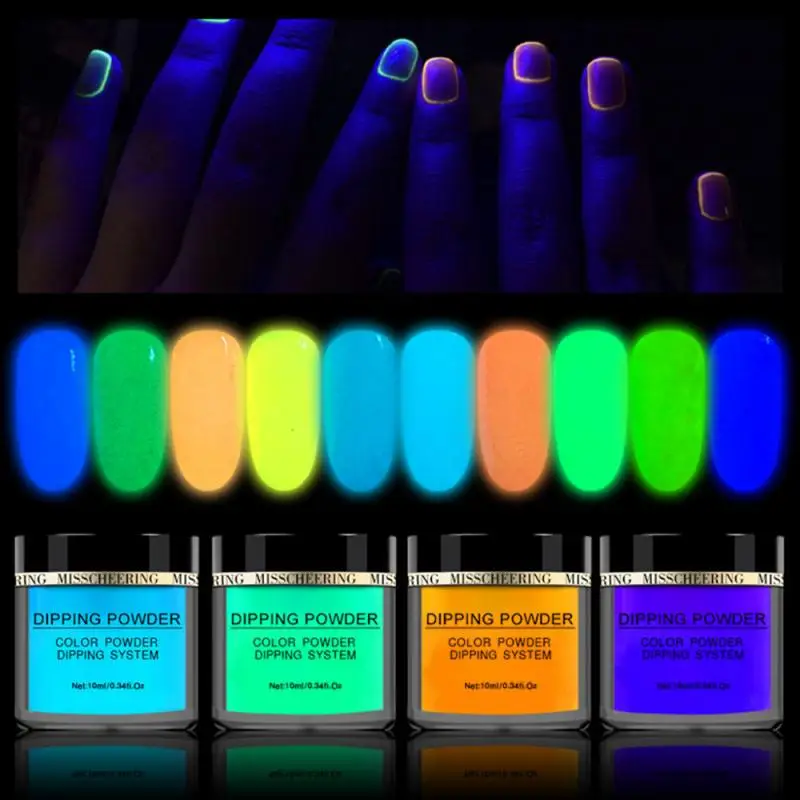 

Neon Phosphor Dipping Powder Luminous Nail Polish Nail Art Decorations Fluorescent Glitter Dust Bulk Glow In The Dark