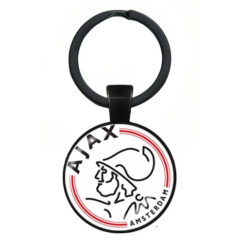 no.5-1 Football Club Keychain Jewelry with Glass Cabochon Football Team Logo Socceer Club Charm Wrap Leather Braided Keyrings - Цвет: no.5-1