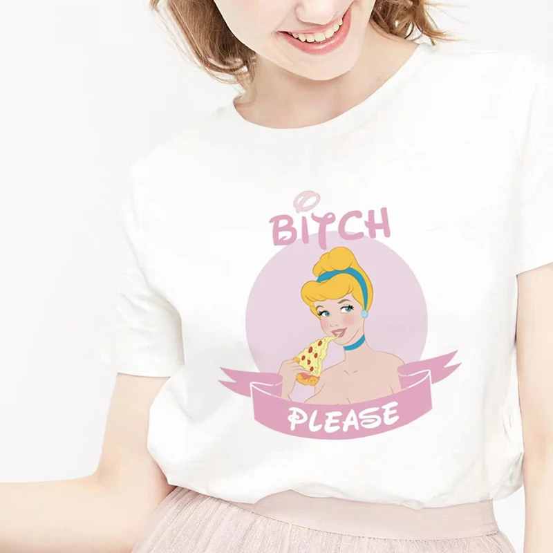 

Women 2019 Harajuku T Shirt Carton Kawaii Princess Tops Aesthetic White Graphic Tees Korean Clothes Ulzzang Plus Size Streetwear